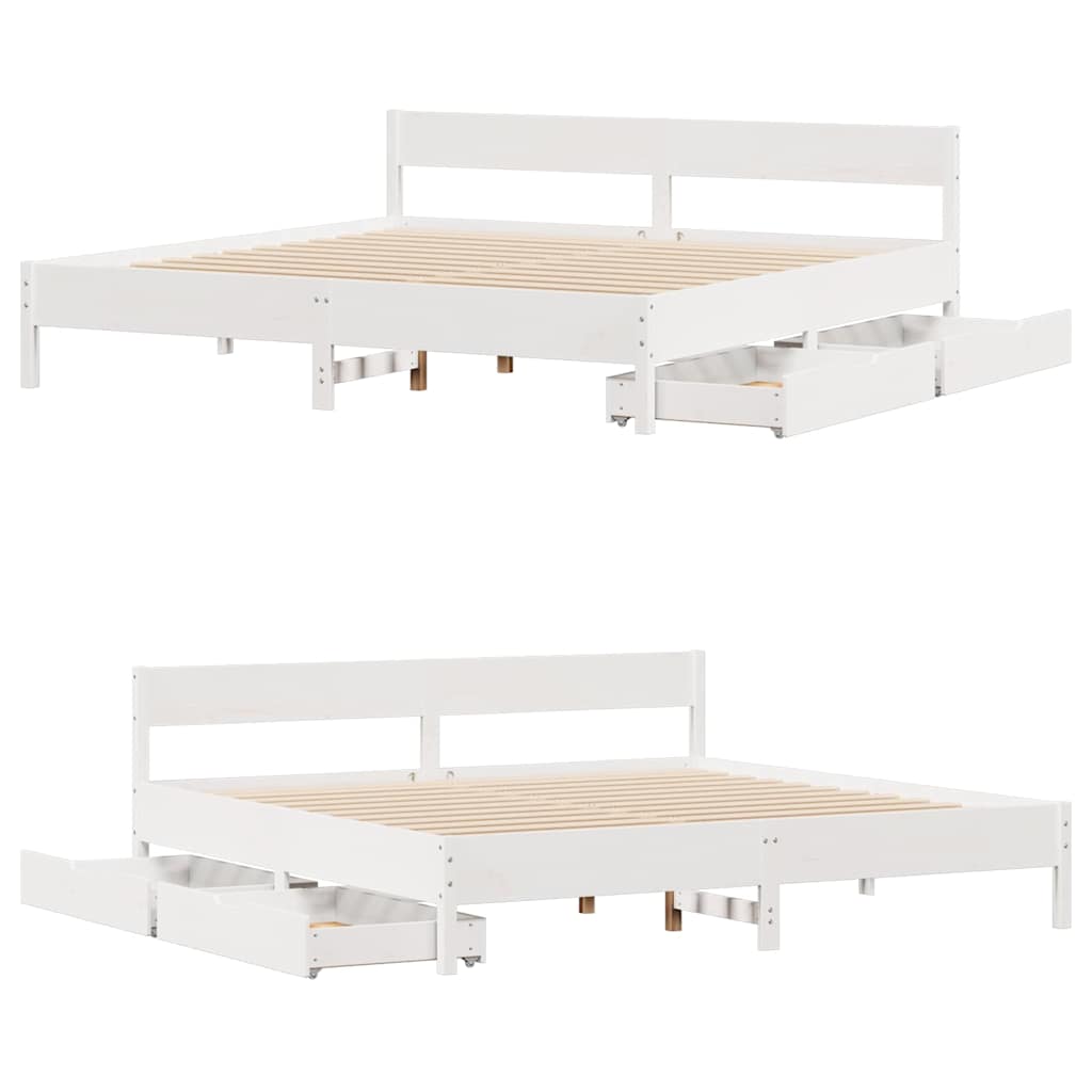 Bedframe zonder matras massief grenenhout wit 200x200 cm is nu te koop bij PeponiXL, paradijselijk wonen!