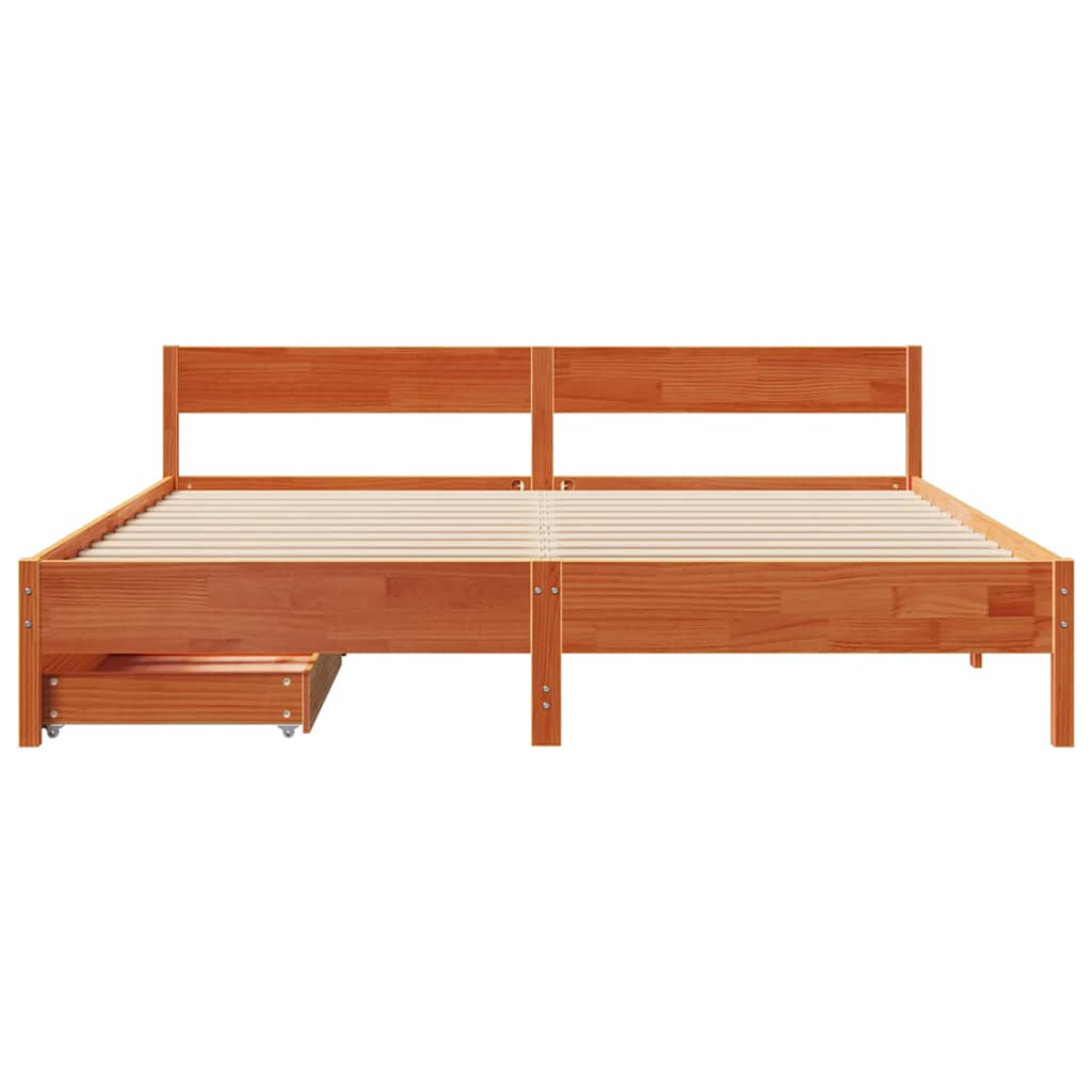 Bedframe zonder matras massief grenenhout wasbruin 200x200 cm is nu te koop bij PeponiXL, paradijselijk wonen!