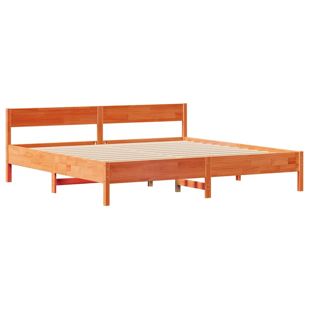Bedframe zonder matras massief grenenhout wasbruin 200x200 cm is nu te koop bij PeponiXL, paradijselijk wonen!
