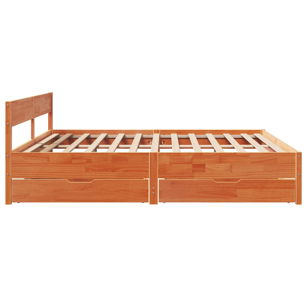 Bedframe zonder matras massief grenenhout wasbruin 200x200 cm is nu te koop bij PeponiXL, paradijselijk wonen!