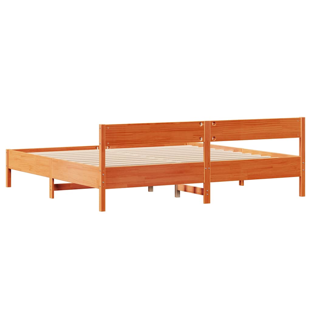 Bedframe zonder matras massief grenenhout wasbruin 200x200 cm is nu te koop bij PeponiXL, paradijselijk wonen!