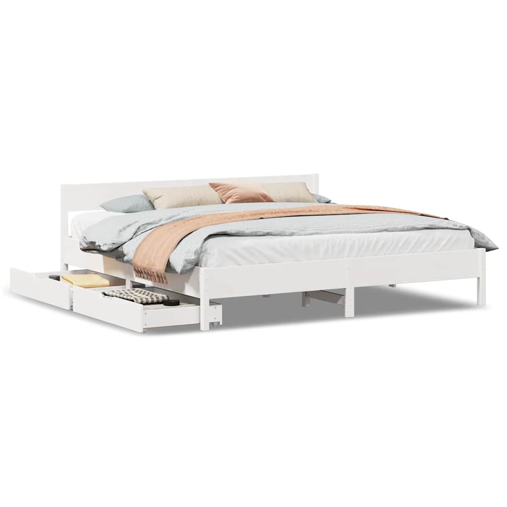Bedframe zonder matras massief grenenhout wit 180x200 cm is nu te koop bij PeponiXL, paradijselijk wonen!
