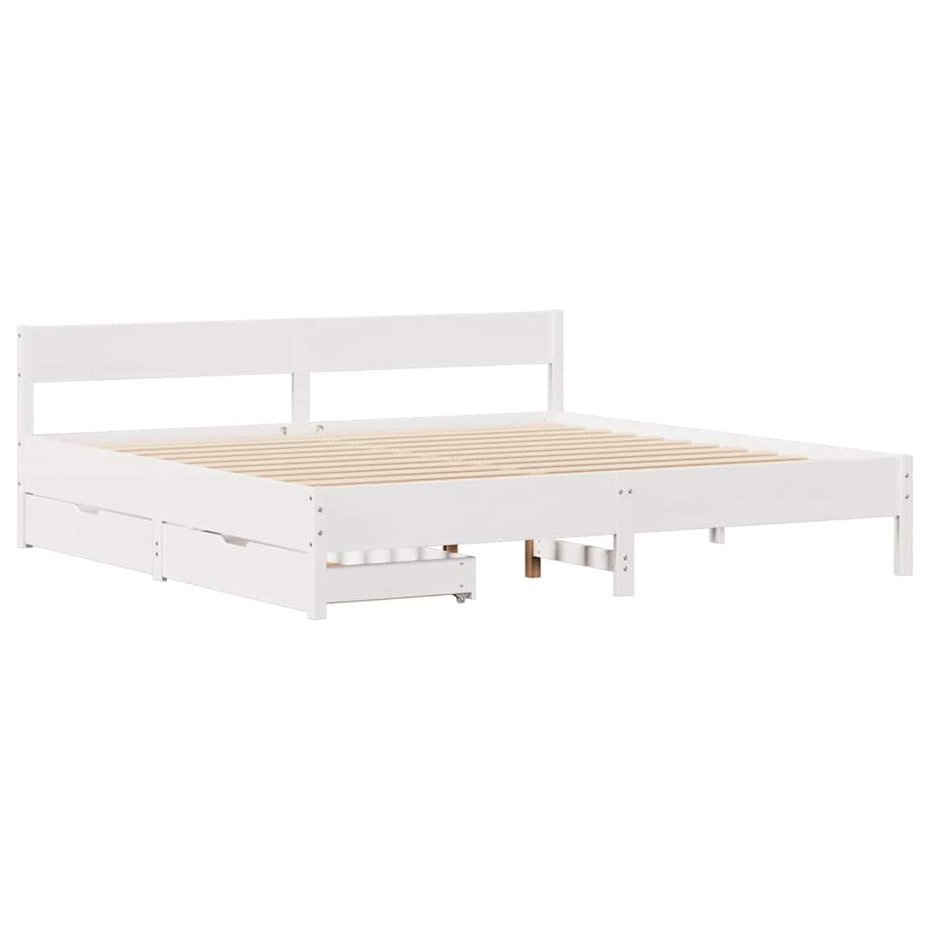 Bedframe zonder matras massief grenenhout wit 180x200 cm is nu te koop bij PeponiXL, paradijselijk wonen!