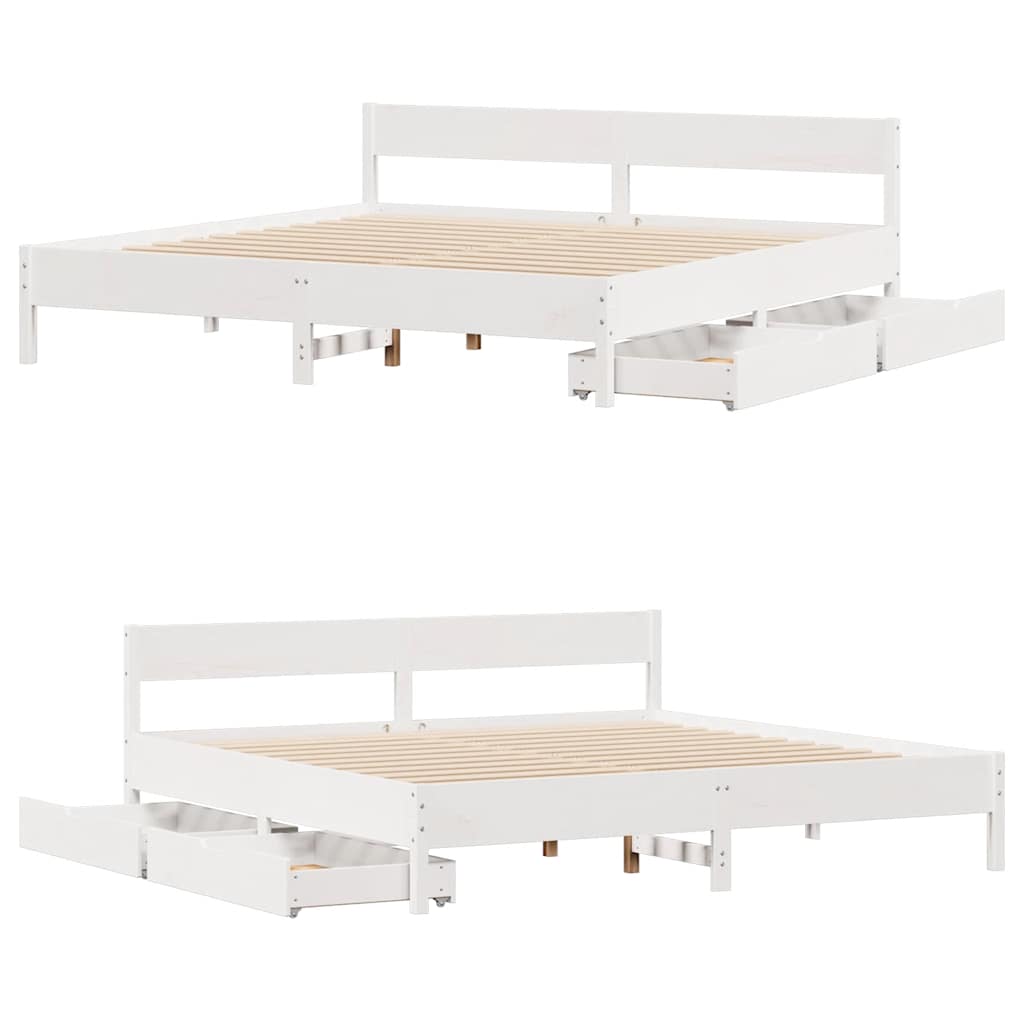 Bedframe zonder matras massief grenenhout wit 180x200 cm is nu te koop bij PeponiXL, paradijselijk wonen!
