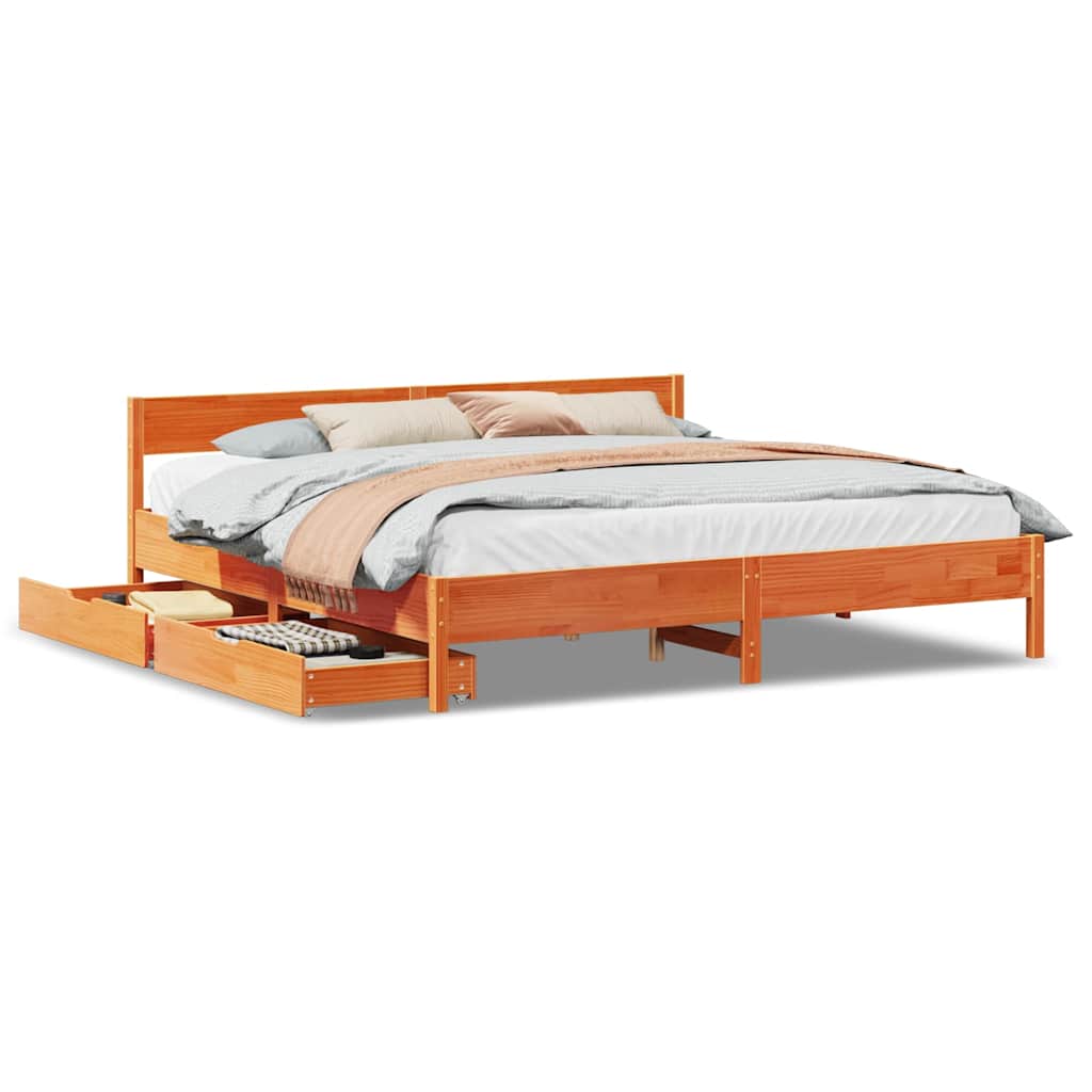 Bedframe zonder matras massief grenenhout wasbruin 180x200 cm is nu te koop bij PeponiXL, paradijselijk wonen!