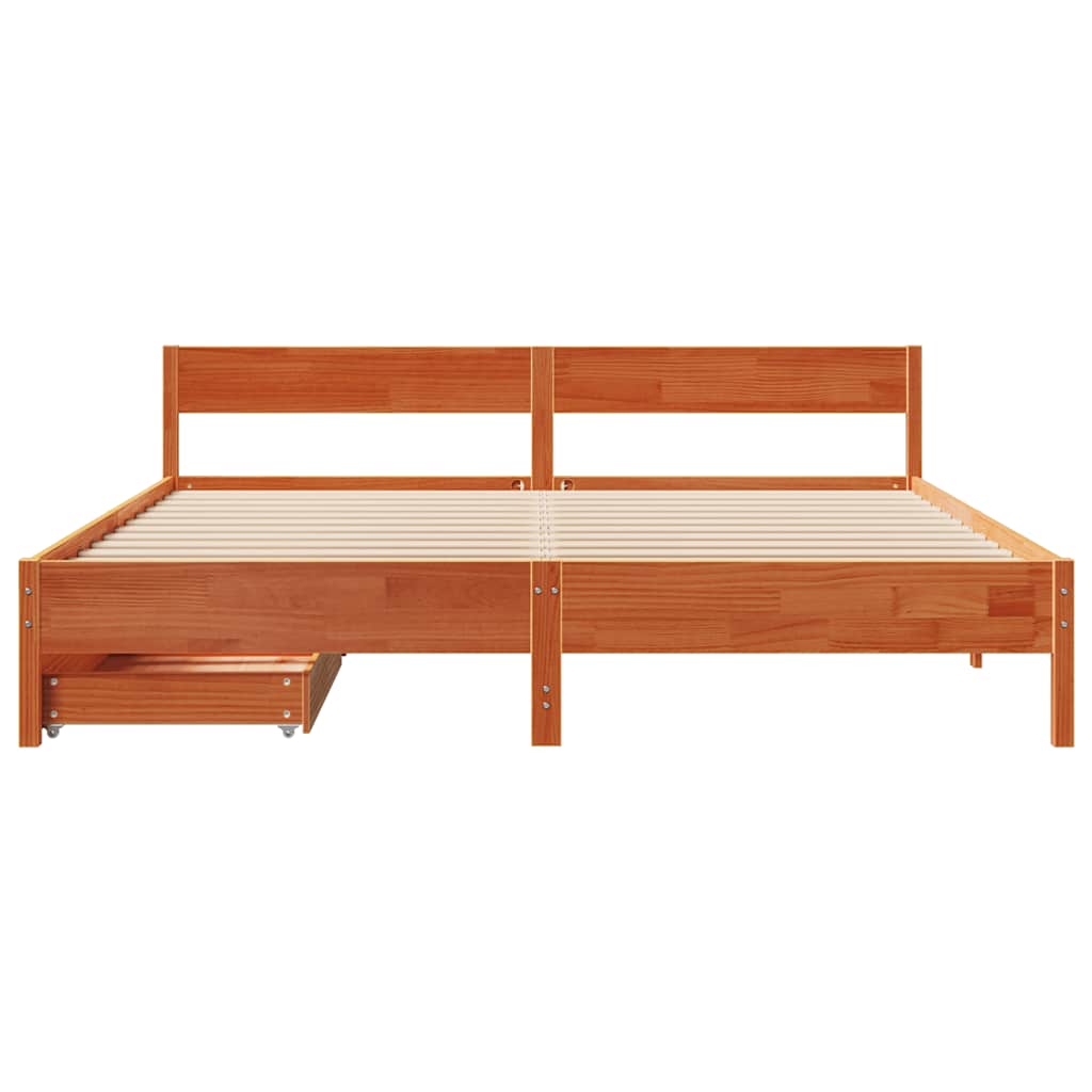 Bedframe zonder matras massief grenenhout wasbruin 180x200 cm is nu te koop bij PeponiXL, paradijselijk wonen!