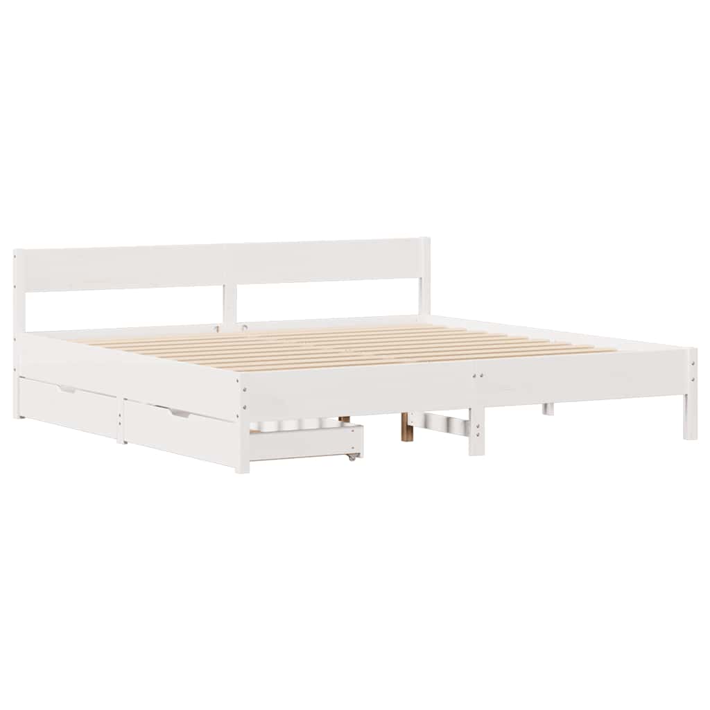 Bedframe zonder matras massief grenenhout wit 160x200 cm is nu te koop bij PeponiXL, paradijselijk wonen!