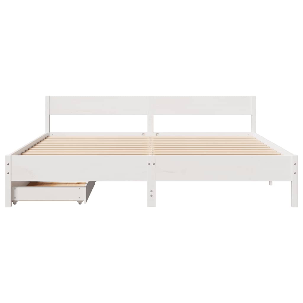 Bedframe zonder matras massief grenenhout wit 160x200 cm is nu te koop bij PeponiXL, paradijselijk wonen!