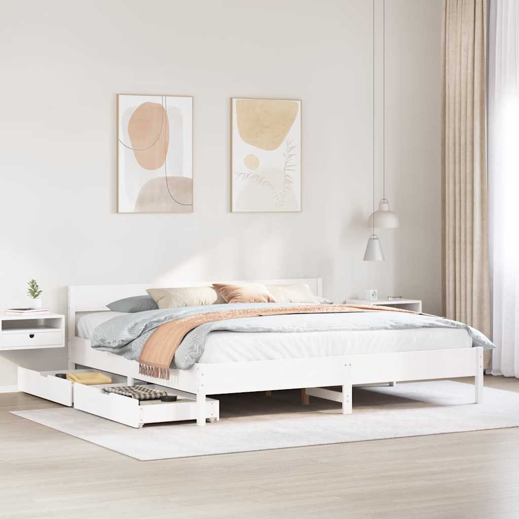 Bedframe zonder matras massief grenenhout wit 160x200 cm is nu te koop bij PeponiXL, paradijselijk wonen!