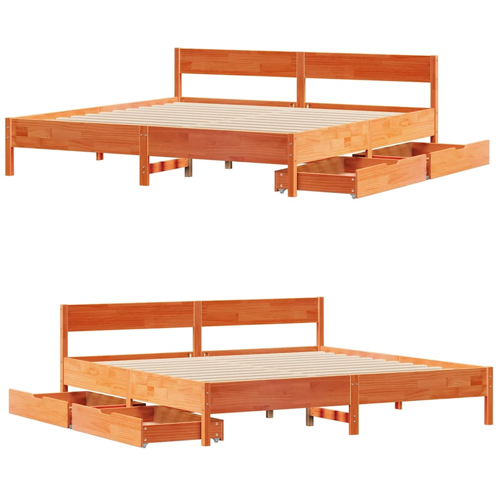 Bedframe zonder matras massief grenenhout wasbruin 160x200 cm is nu te koop bij PeponiXL, paradijselijk wonen!