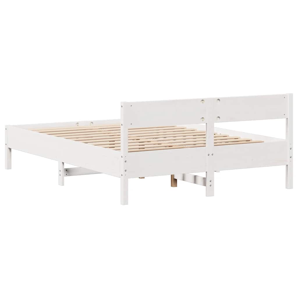 Bedframe zonder matras massief grenenhout wit 150x200 cm is nu te koop bij PeponiXL, paradijselijk wonen!