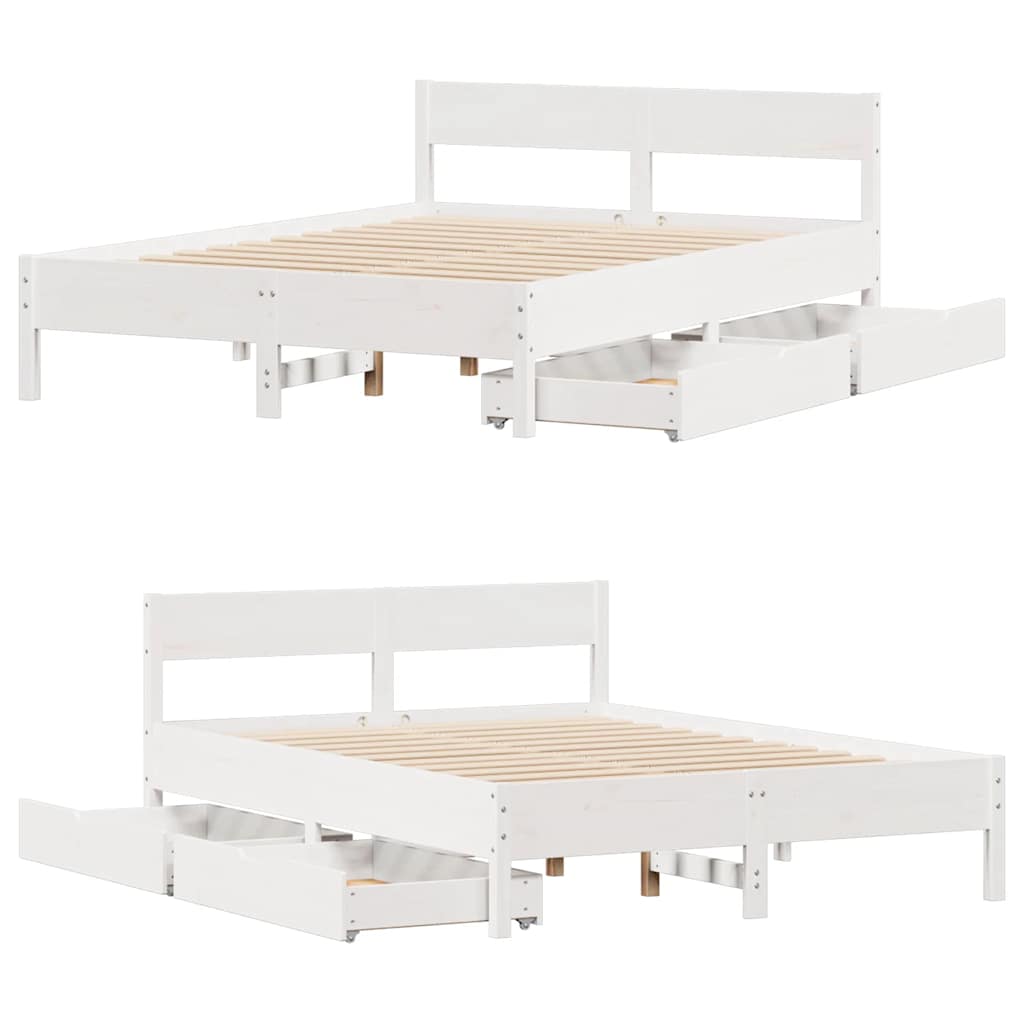 Bedframe zonder matras massief grenenhout wit 150x200 cm is nu te koop bij PeponiXL, paradijselijk wonen!