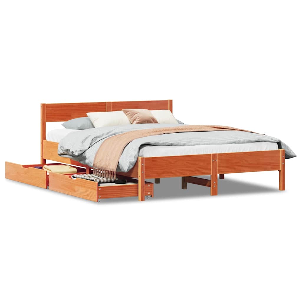 Bedframe zonder matras massief grenenhout wasbruin 150x200 cm is nu te koop bij PeponiXL, paradijselijk wonen!