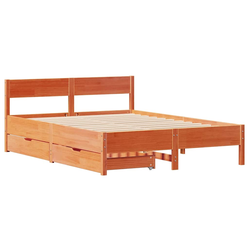 Bedframe zonder matras massief grenenhout wasbruin 140x200 cm is nu te koop bij PeponiXL, paradijselijk wonen!