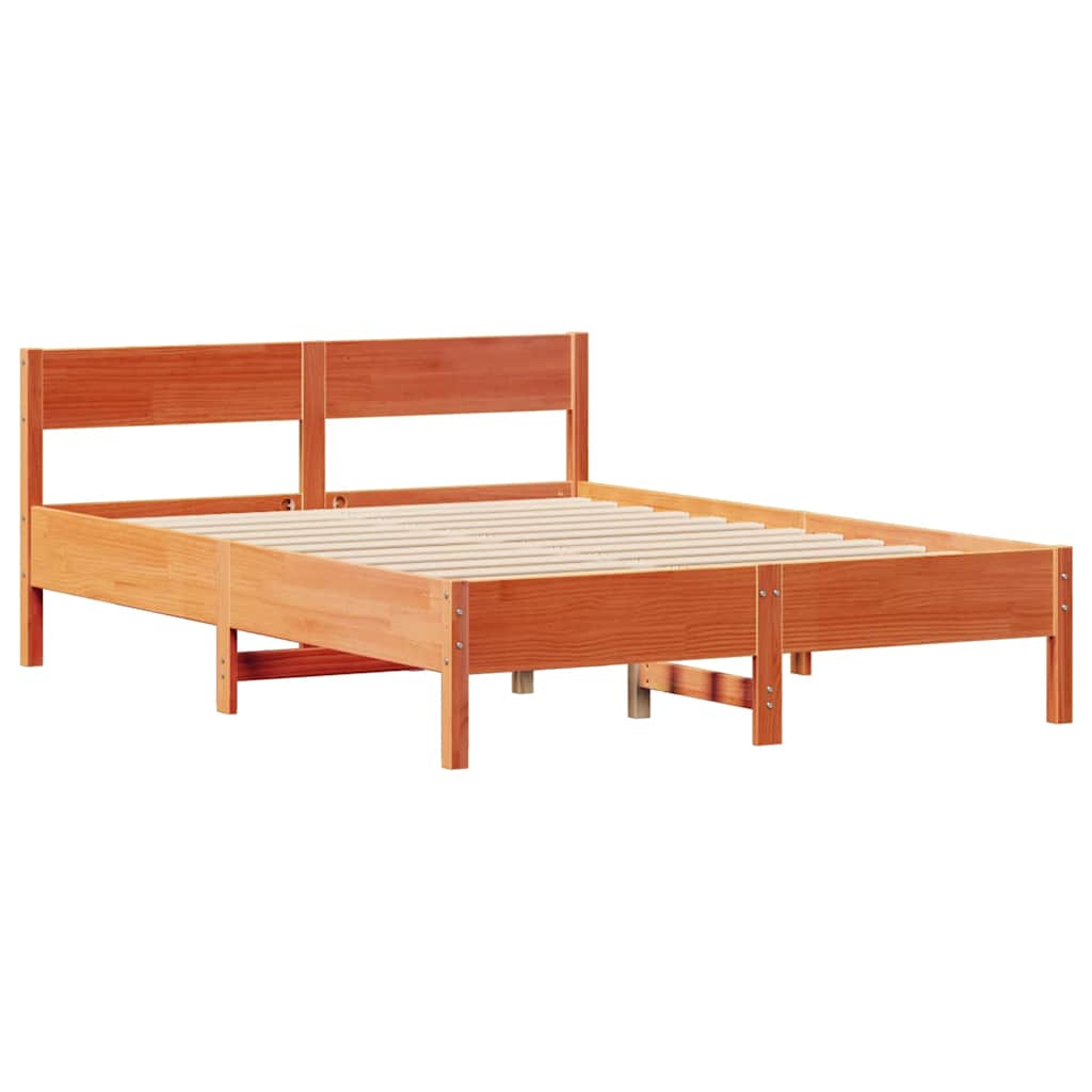 Bedframe zonder matras massief grenenhout wasbruin 140x200 cm is nu te koop bij PeponiXL, paradijselijk wonen!