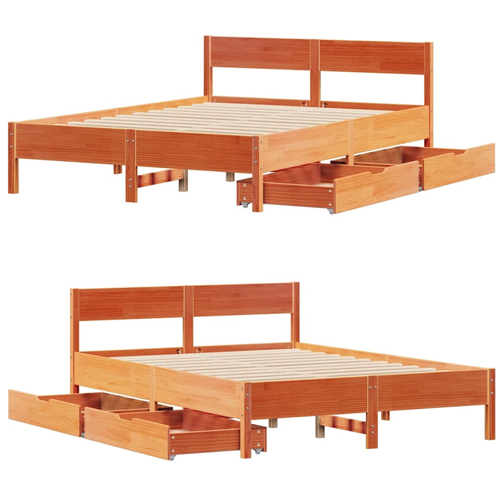 Bedframe zonder matras massief grenenhout wasbruin 120x200 cm is nu te koop bij PeponiXL, paradijselijk wonen!