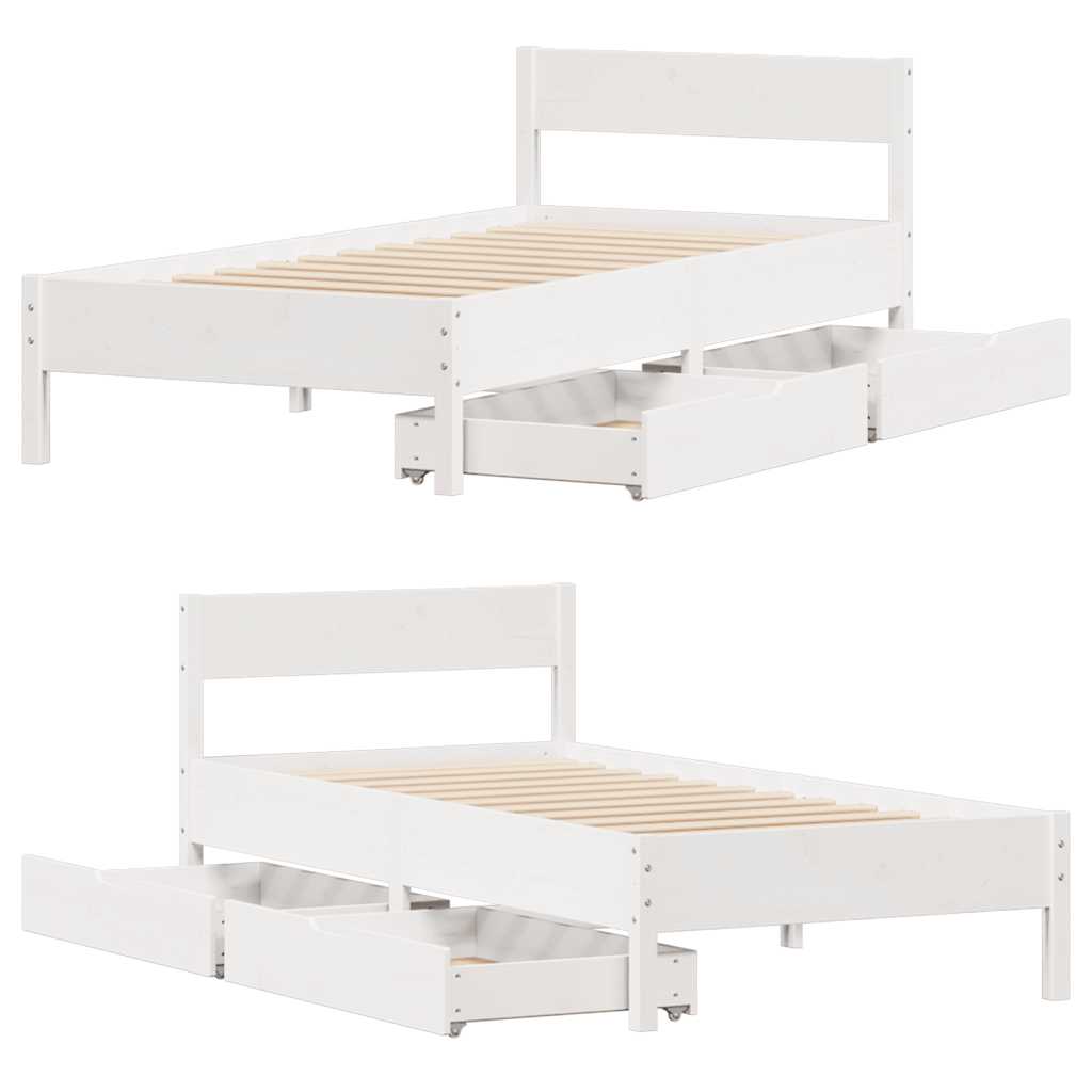 Bedframe zonder matras massief grenenhout wit 140x200 cm is nu te koop bij PeponiXL, paradijselijk wonen!