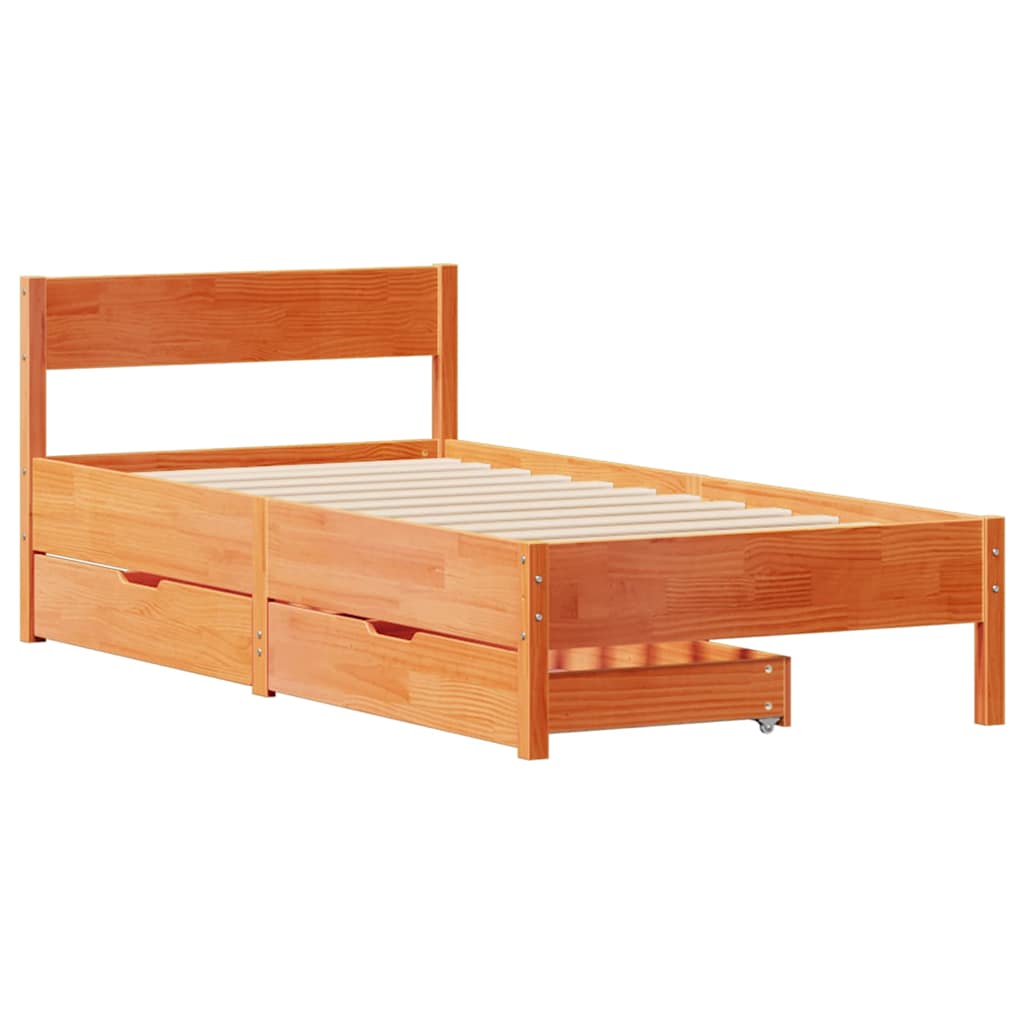 Bedframe zonder matras massief grenenhout wasbruin 100x200 cm is nu te koop bij PeponiXL, paradijselijk wonen!
