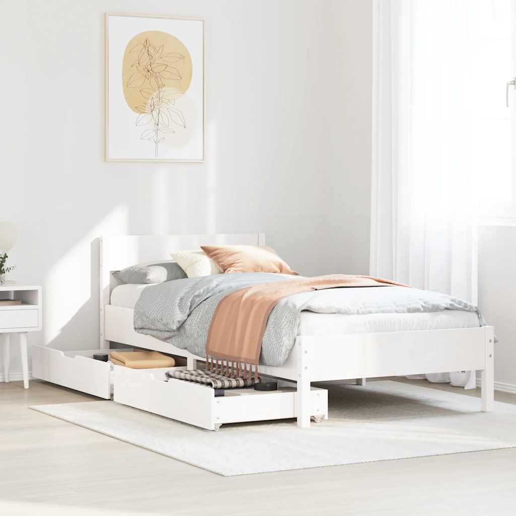 Bedframe zonder matras massief grenenhout wit 90x200 cm is nu te koop bij PeponiXL, paradijselijk wonen!