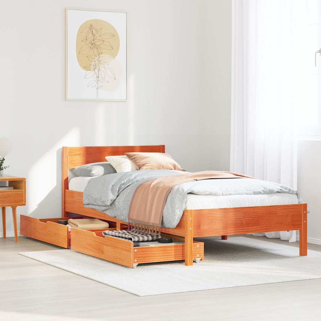 Bedframe zonder matras massief grenenhout wasbruin 90x200 cm is nu te koop bij PeponiXL, paradijselijk wonen!
