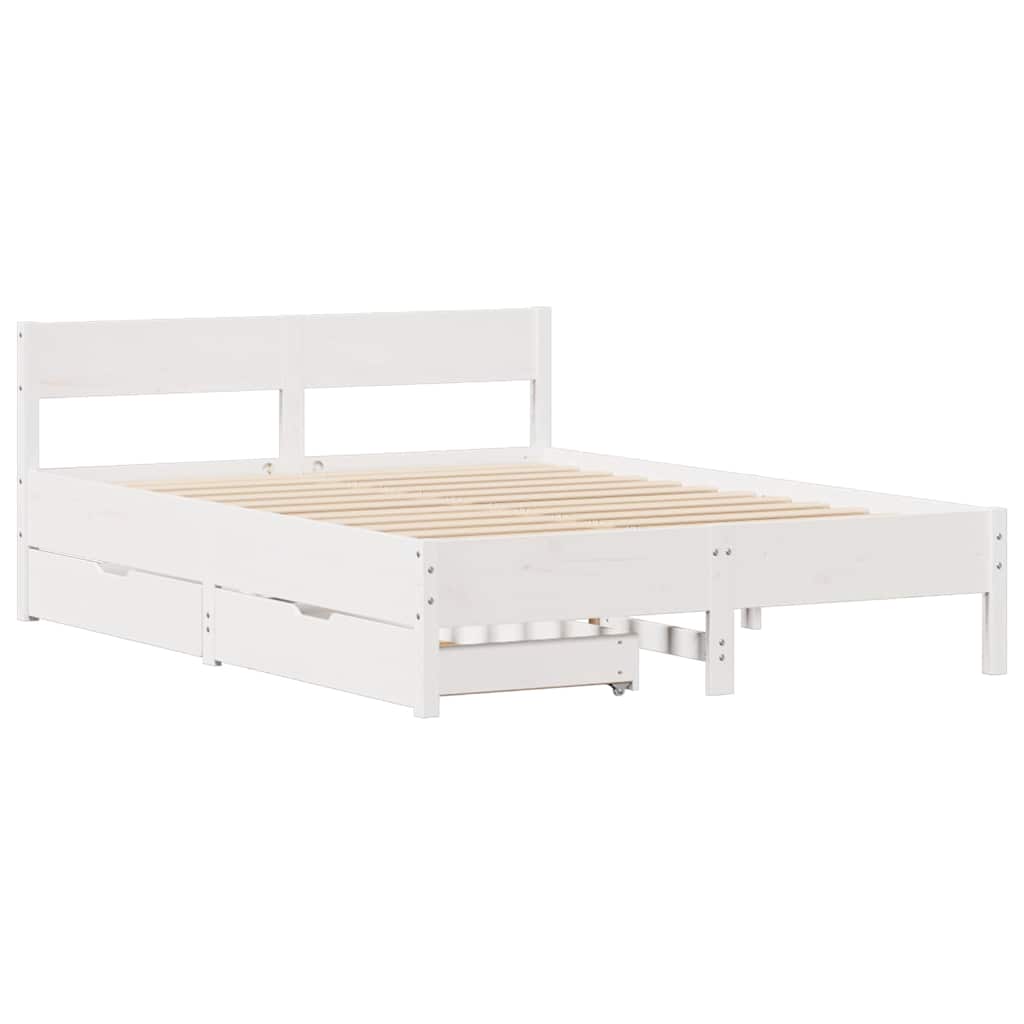 Bedframe zonder matras massief grenenhout wit 140x190 cm is nu te koop bij PeponiXL, paradijselijk wonen!