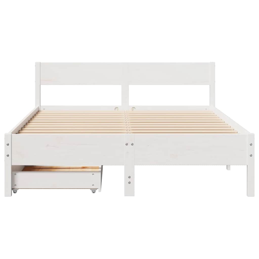 Bedframe zonder matras massief grenenhout wit 140x190 cm is nu te koop bij PeponiXL, paradijselijk wonen!