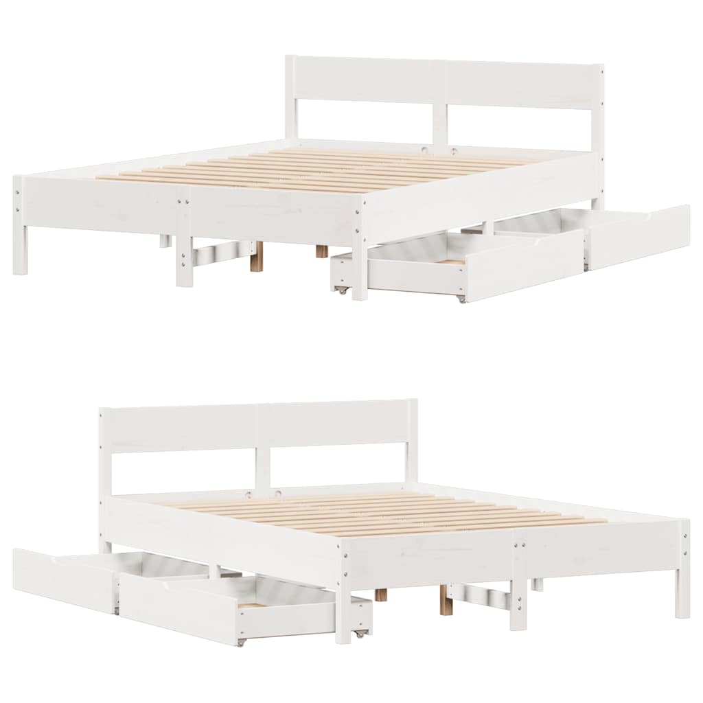 Bedframe zonder matras massief grenenhout wit 140x190 cm is nu te koop bij PeponiXL, paradijselijk wonen!