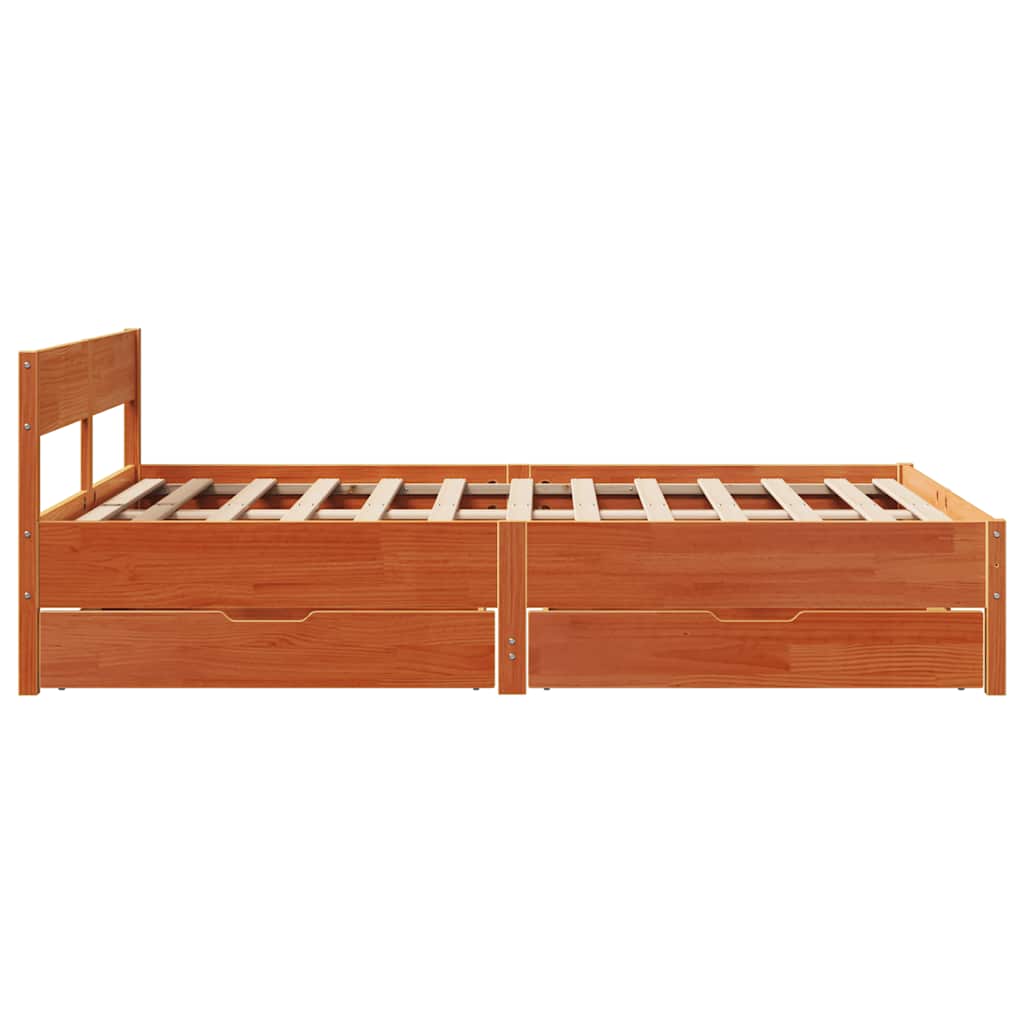 Bed met matras massief grenenhout wasbruin 140x190 cm is nu te koop bij PeponiXL, paradijselijk wonen!