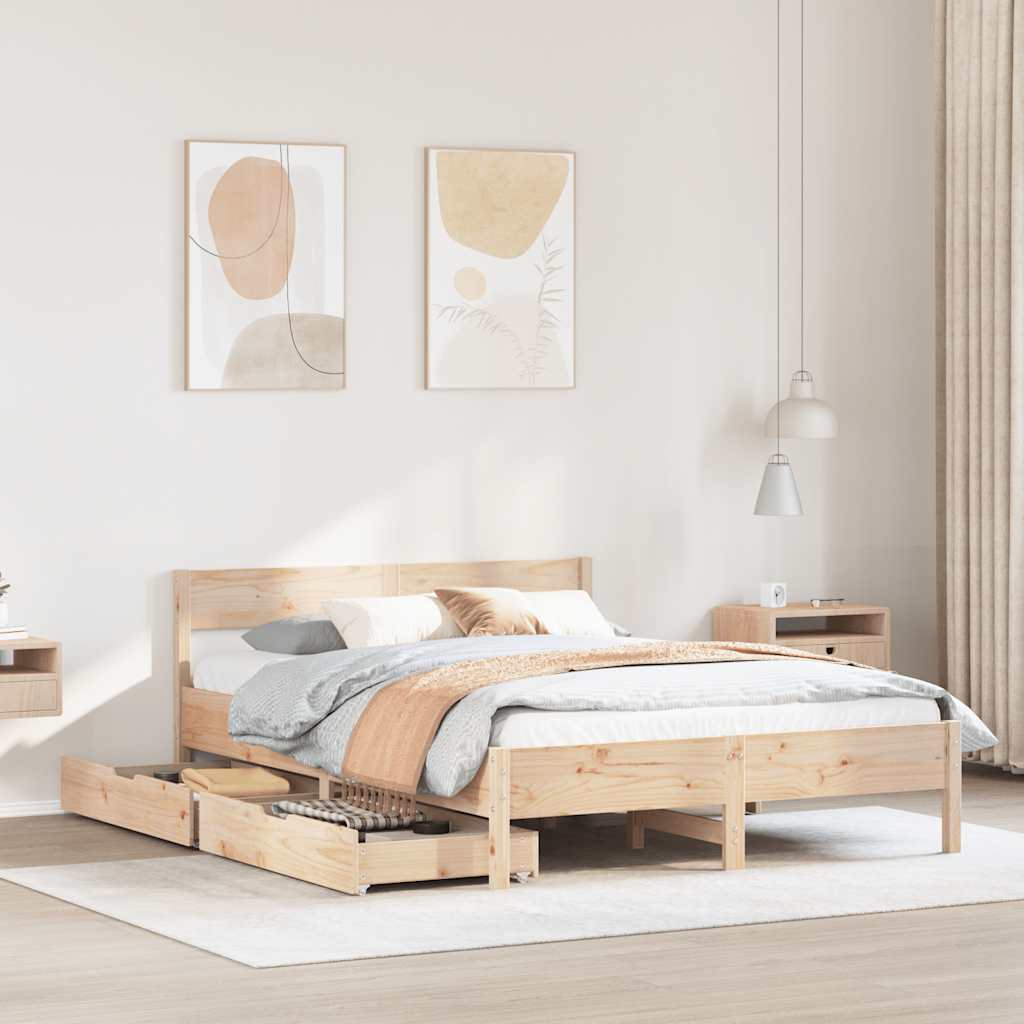 Bedframe zonder matras massief grenenhout 135x190 cm is nu te koop bij PeponiXL, paradijselijk wonen!
