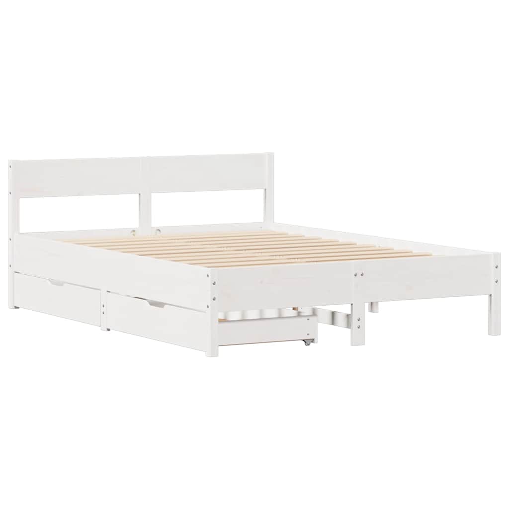 Bedframe zonder matras massief grenenhout wit 135x190 cm is nu te koop bij PeponiXL, paradijselijk wonen!