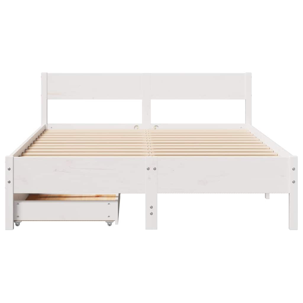 Bedframe zonder matras massief grenenhout wit 135x190 cm is nu te koop bij PeponiXL, paradijselijk wonen!