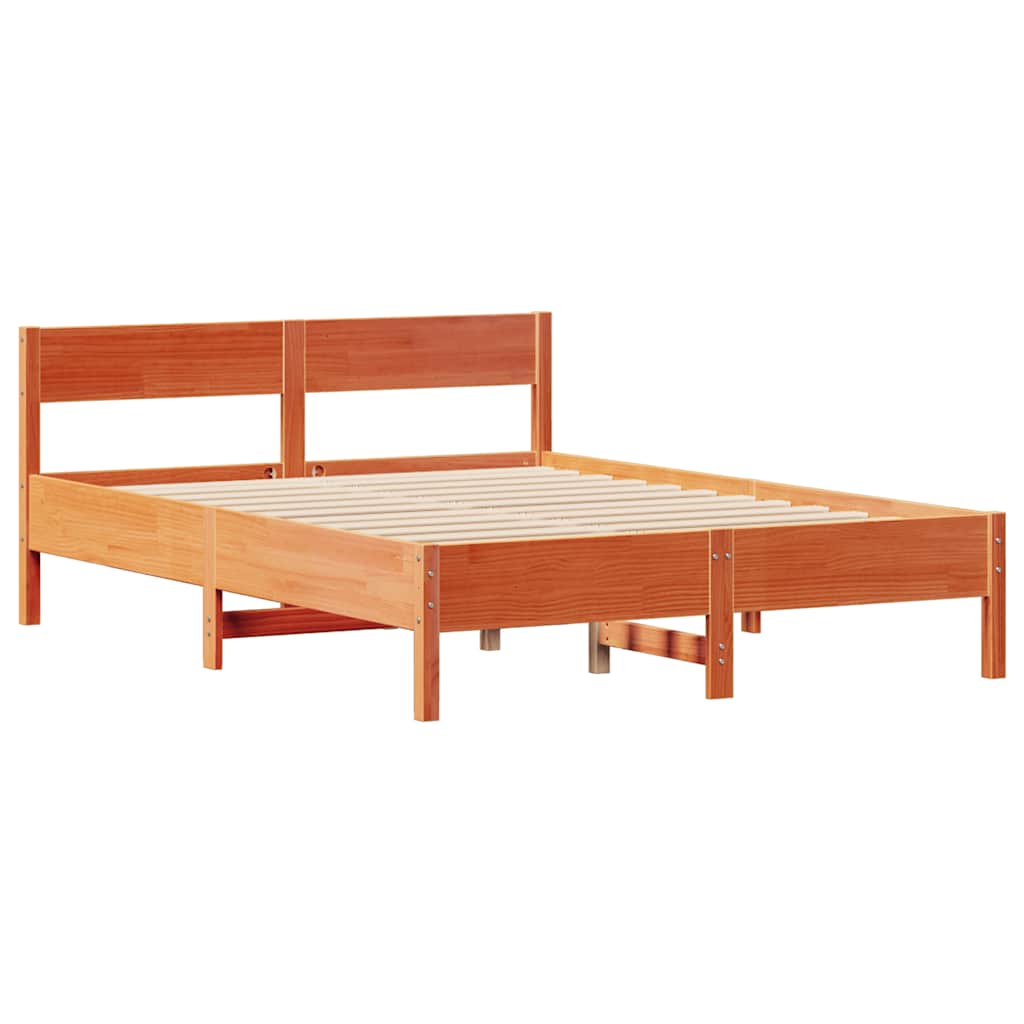 Bedframe zonder matras massief grenenhout wasbruin 135x190 cm is nu te koop bij PeponiXL, paradijselijk wonen!