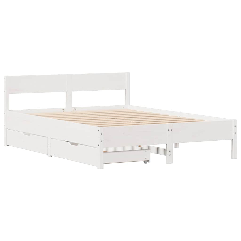 Bedframe zonder matras massief grenenhout wit 120x190 cm is nu te koop bij PeponiXL, paradijselijk wonen!
