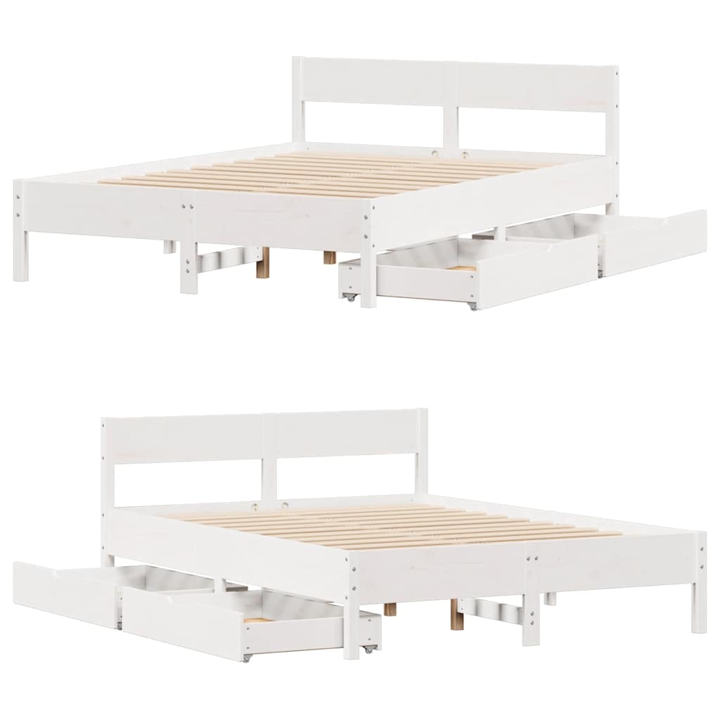 Bedframe zonder matras massief grenenhout wit 120x190 cm is nu te koop bij PeponiXL, paradijselijk wonen!