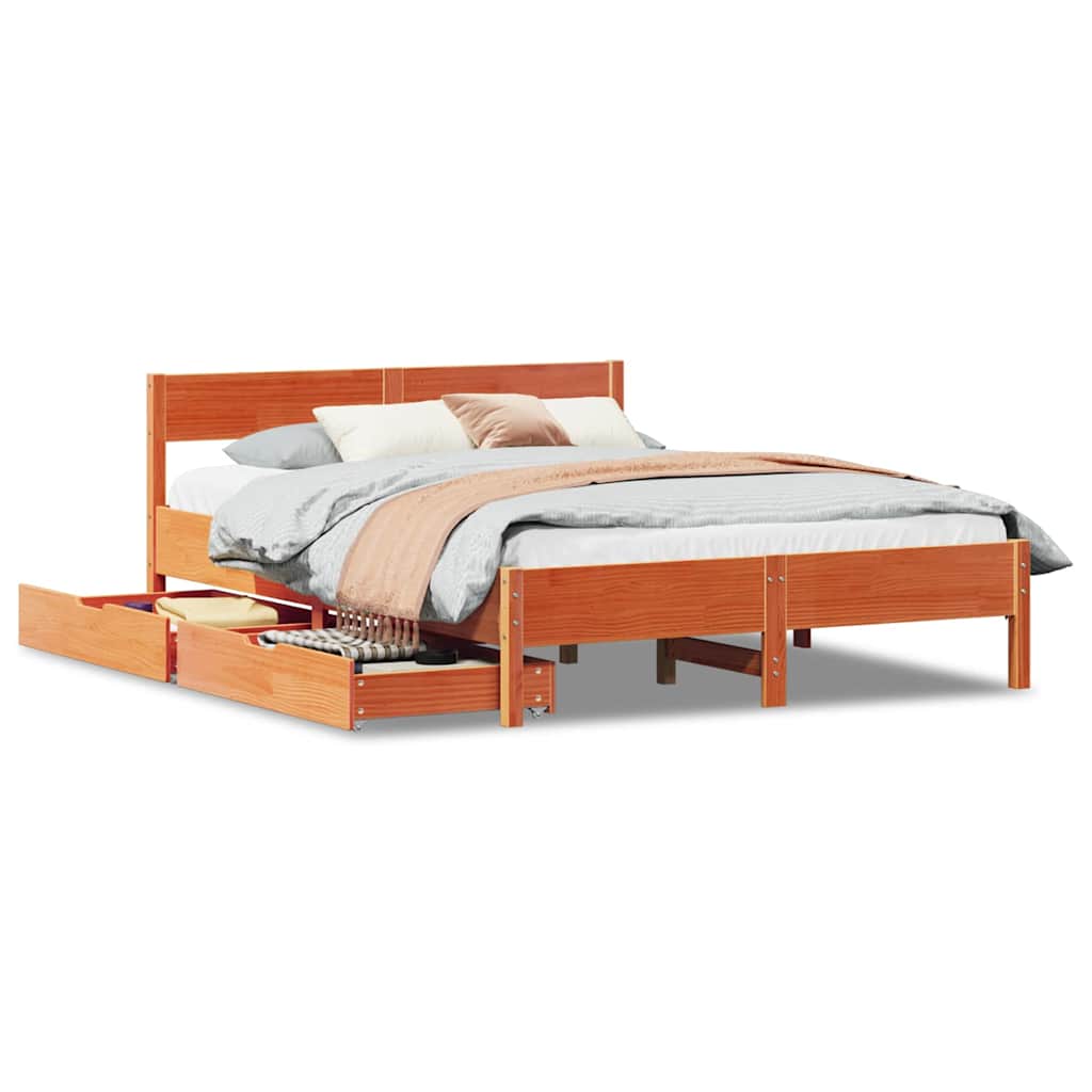 Bedframe zonder matras massief grenenhout wasbruin 120x190 cm is nu te koop bij PeponiXL, paradijselijk wonen!