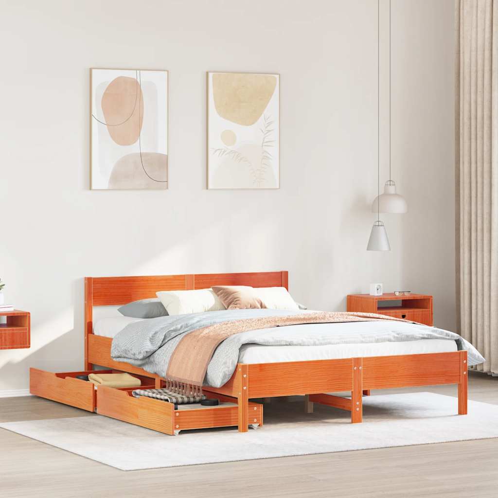 Bedframe zonder matras massief grenenhout wasbruin 120x190 cm is nu te koop bij PeponiXL, paradijselijk wonen!
