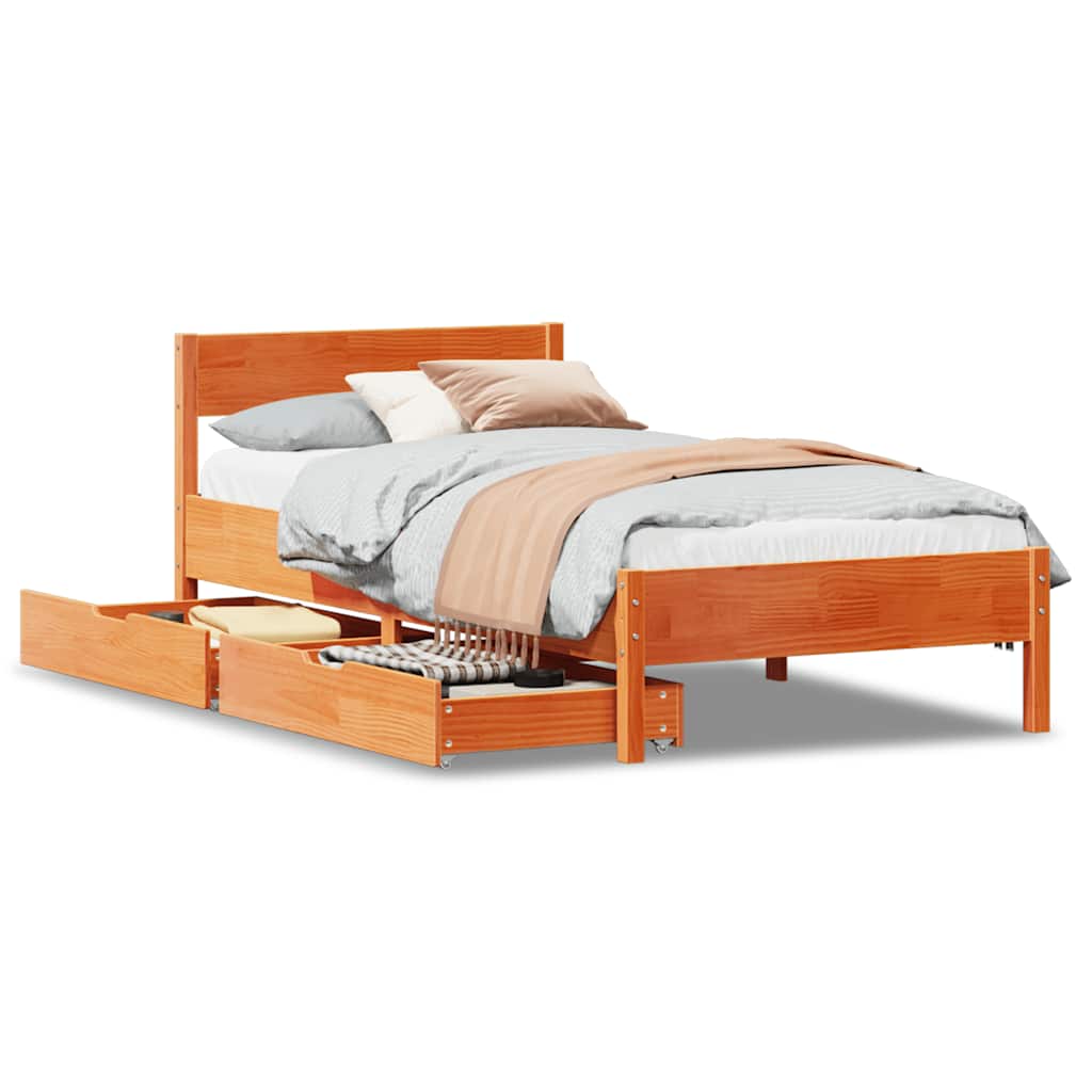 Bedframe zonder matras massief grenenhout wasbruin 90x190 cm is nu te koop bij PeponiXL, paradijselijk wonen!