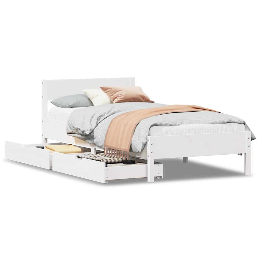 Bedframe zonder matras massief grenenhout wit 75x190 cm is nu te koop bij PeponiXL, paradijselijk wonen!