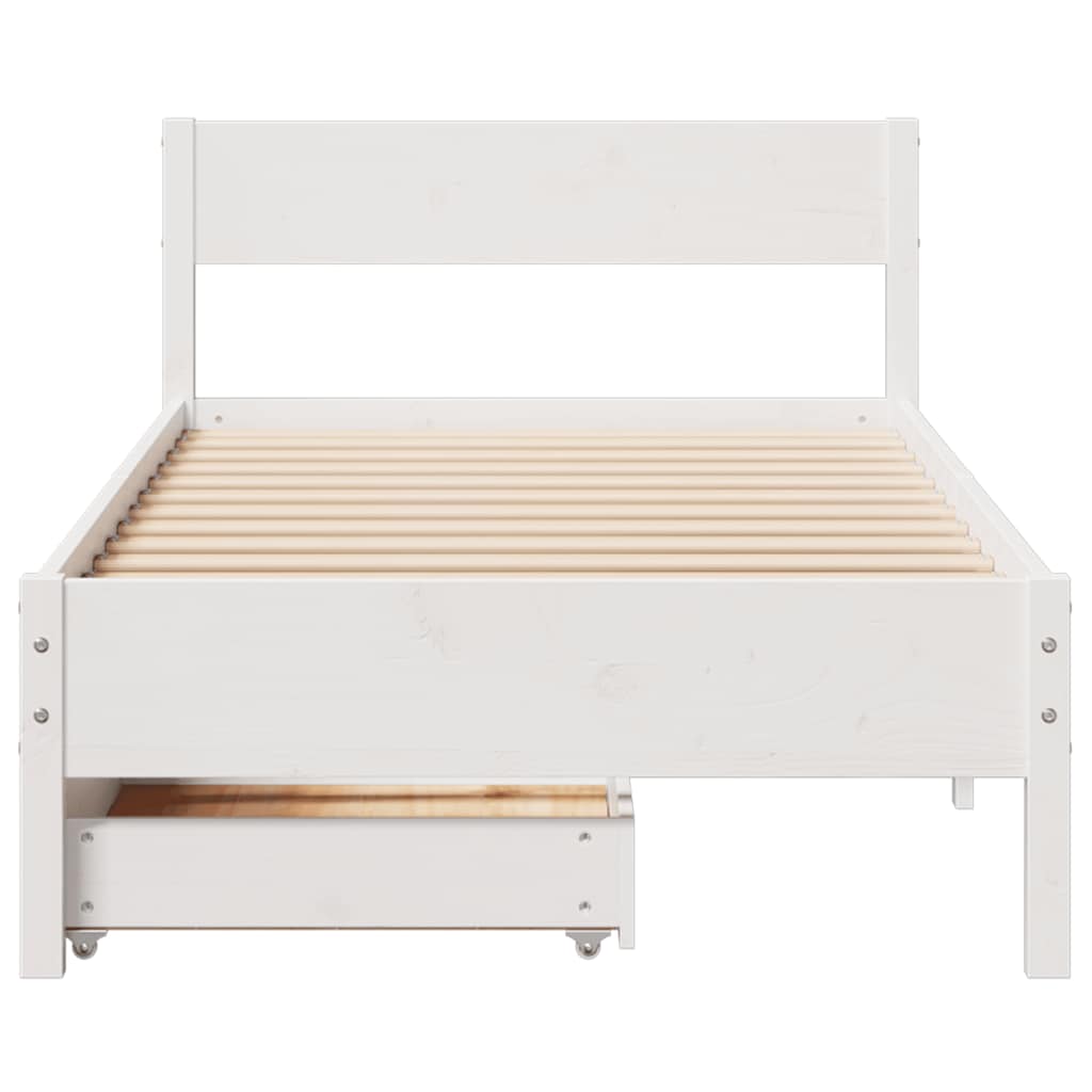 Bedframe zonder matras massief grenenhout wit 75x190 cm is nu te koop bij PeponiXL, paradijselijk wonen!