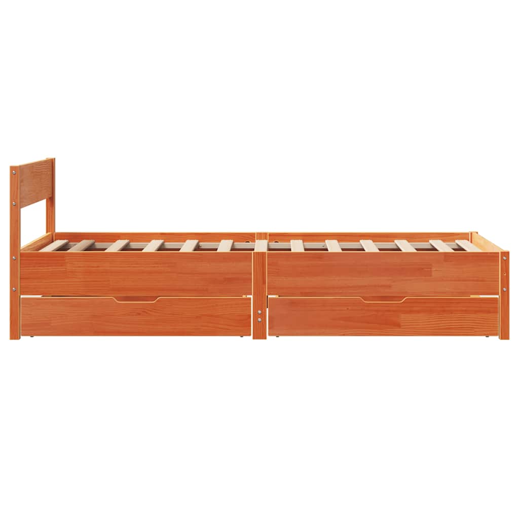 Bedframe zonder matras massief grenenhout wasbruin 75x190 cm is nu te koop bij PeponiXL, paradijselijk wonen!