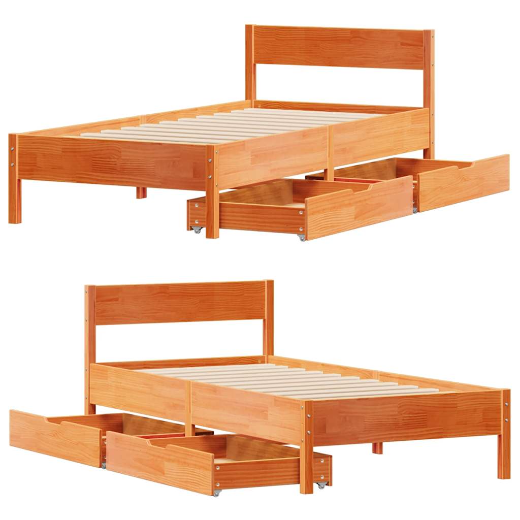 Bedframe zonder matras massief grenenhout wasbruin 75x190 cm is nu te koop bij PeponiXL, paradijselijk wonen!