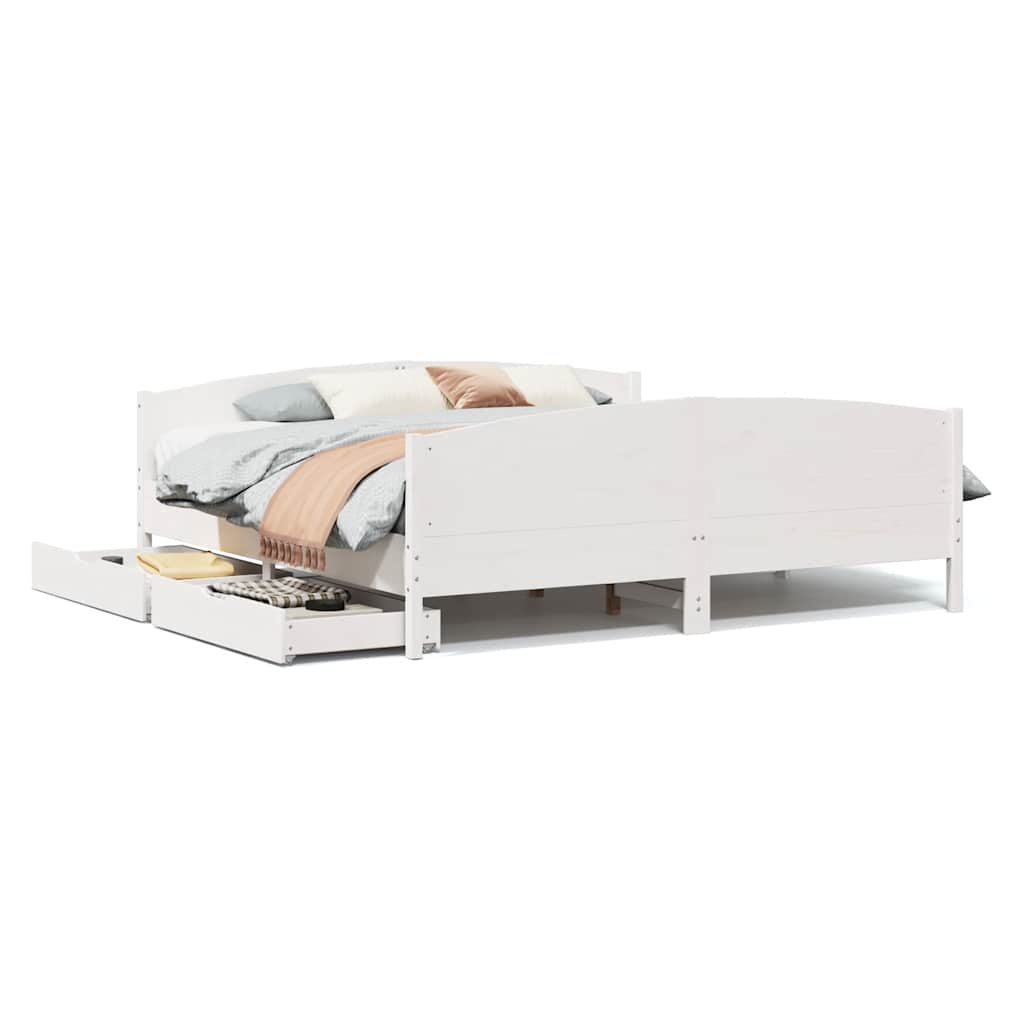 Bedframe zonder matras massief grenenhout wit 200x200 cm is nu te koop bij PeponiXL, paradijselijk wonen!