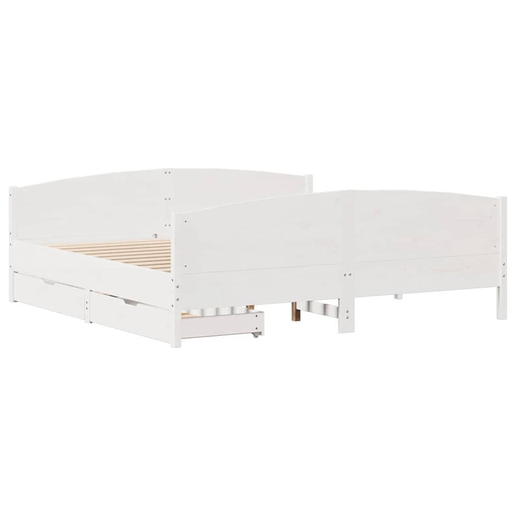 Bedframe zonder matras massief grenenhout wit 200x200 cm is nu te koop bij PeponiXL, paradijselijk wonen!