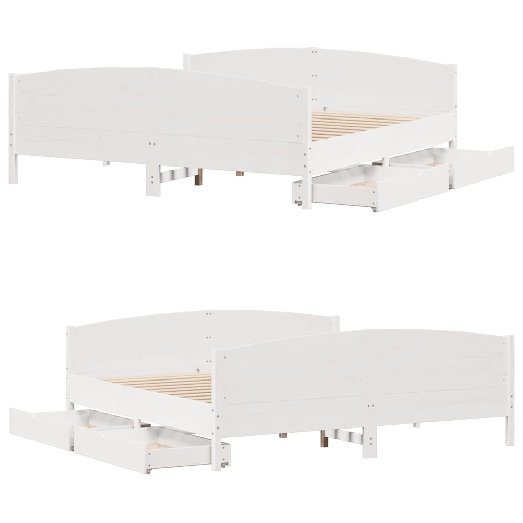 Bedframe zonder matras massief grenenhout wit 200x200 cm is nu te koop bij PeponiXL, paradijselijk wonen!