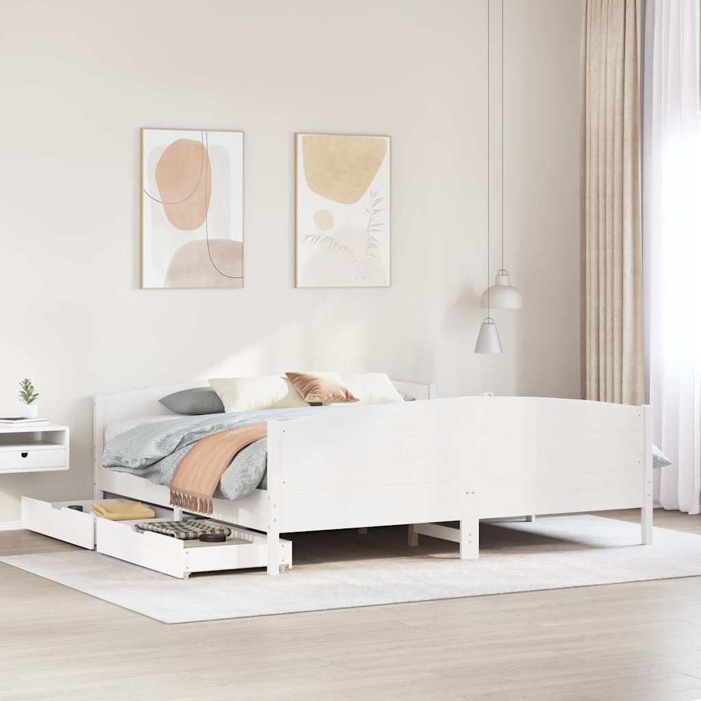 Bedframe zonder matras massief grenenhout wit 200x200 cm is nu te koop bij PeponiXL, paradijselijk wonen!