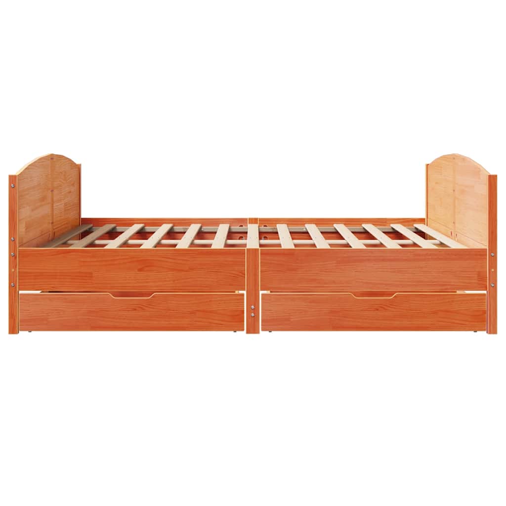 Bedframe zonder matras massief grenenhout wasbruin 200x200 cm is nu te koop bij PeponiXL, paradijselijk wonen!