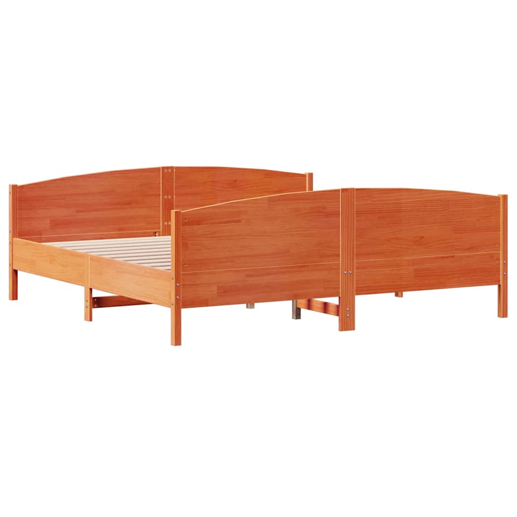 Bedframe zonder matras massief grenenhout wasbruin 200x200 cm is nu te koop bij PeponiXL, paradijselijk wonen!