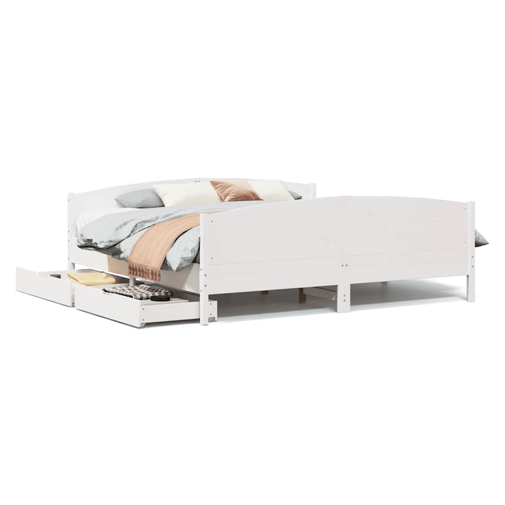 Bedframe zonder matras massief grenenhout wit 180x200 cm is nu te koop bij PeponiXL, paradijselijk wonen!