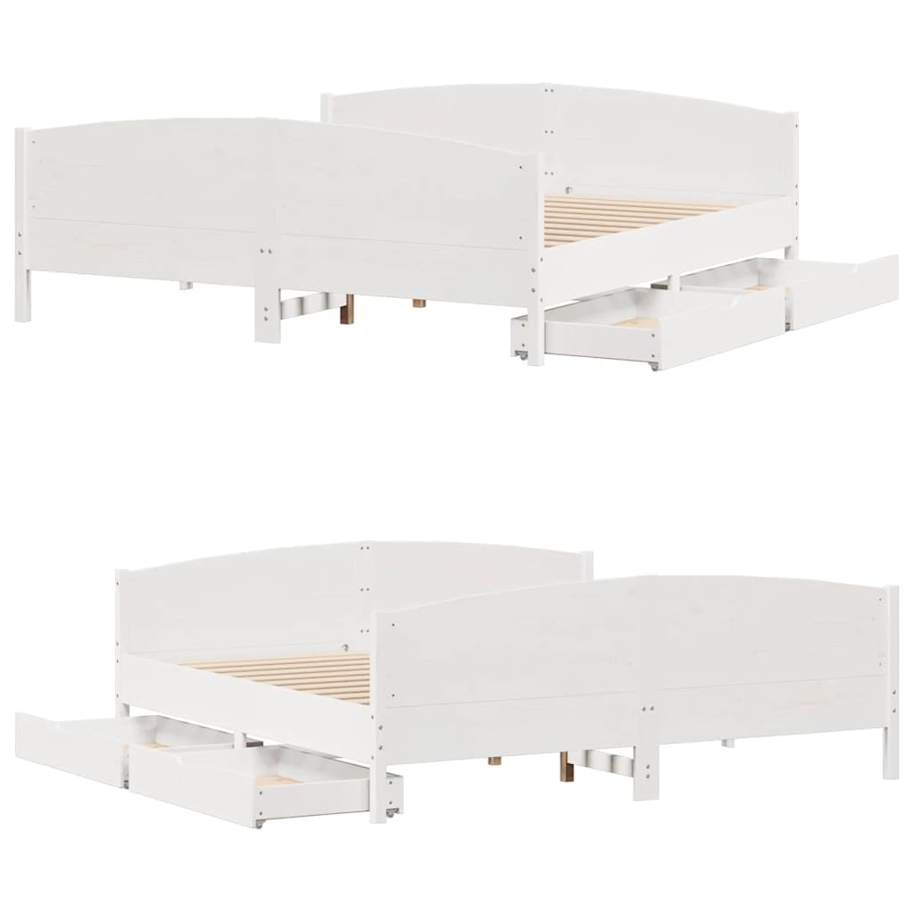 Bedframe zonder matras massief grenenhout wit 180x200 cm is nu te koop bij PeponiXL, paradijselijk wonen!