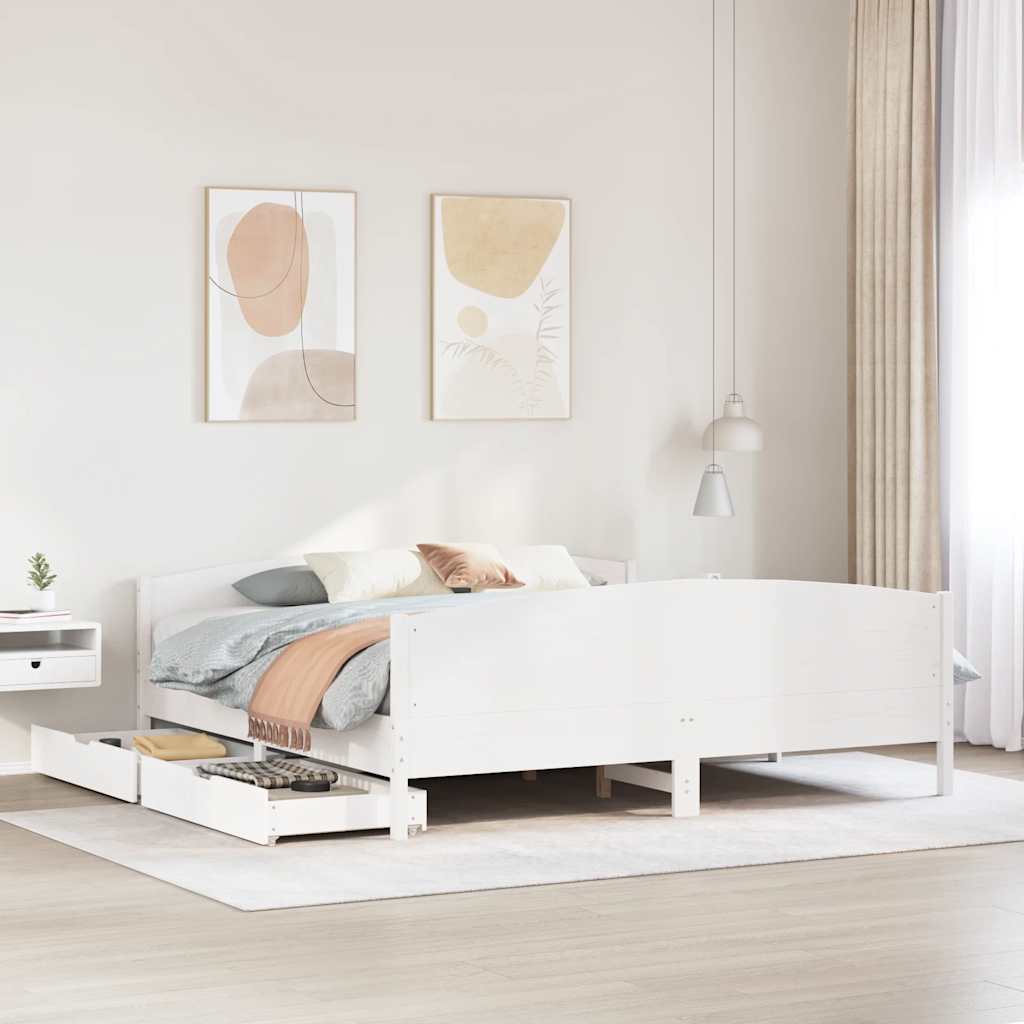 Bedframe zonder matras massief grenenhout wit 180x200 cm is nu te koop bij PeponiXL, paradijselijk wonen!
